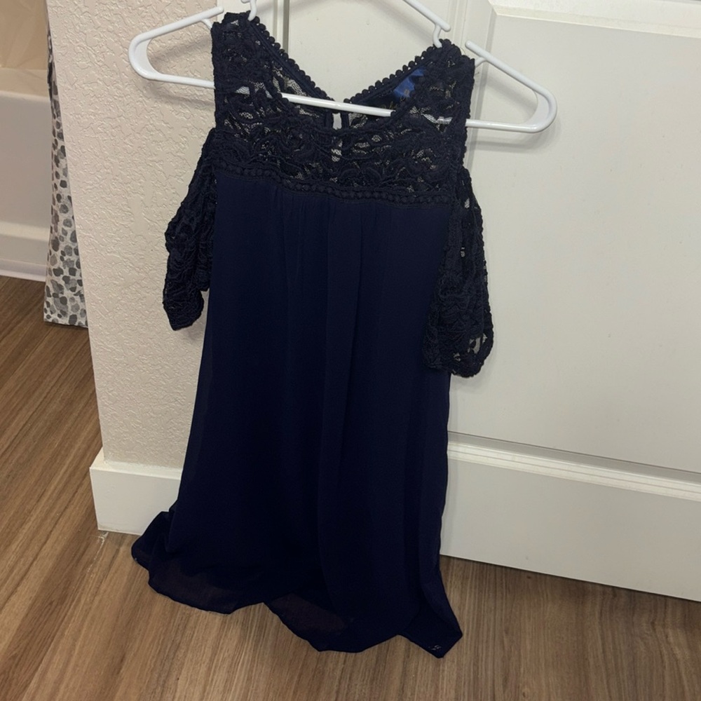 Navy blue off the shoulder dress